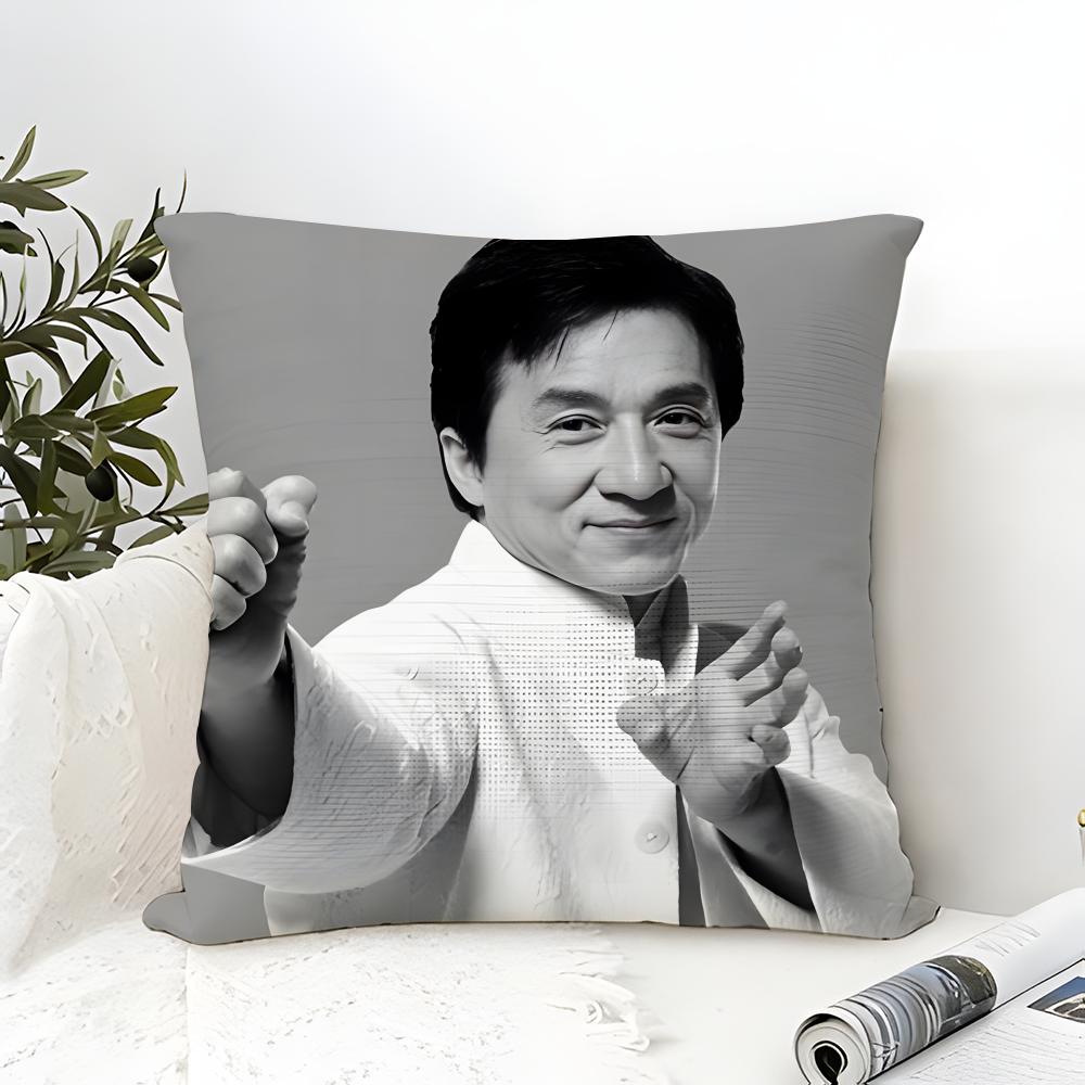 Coole Kung Fu Jackie Chan Kissenhülle Baumwoll-Leinen-Stoff Quadratisch Reißverschluss Kissenbezug Heimdekoration Wohnzimmer