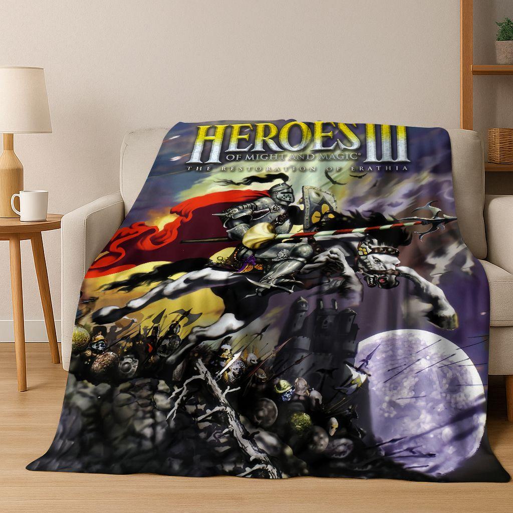 Retro Heroes of Might and Magic Karten-Spiele Kunst Flanell Decke, Gemütliche Weiche Überwurfdecke für Zuhause Schlafzimmer Bett Sofa Abdeckung Geschenk Kinder