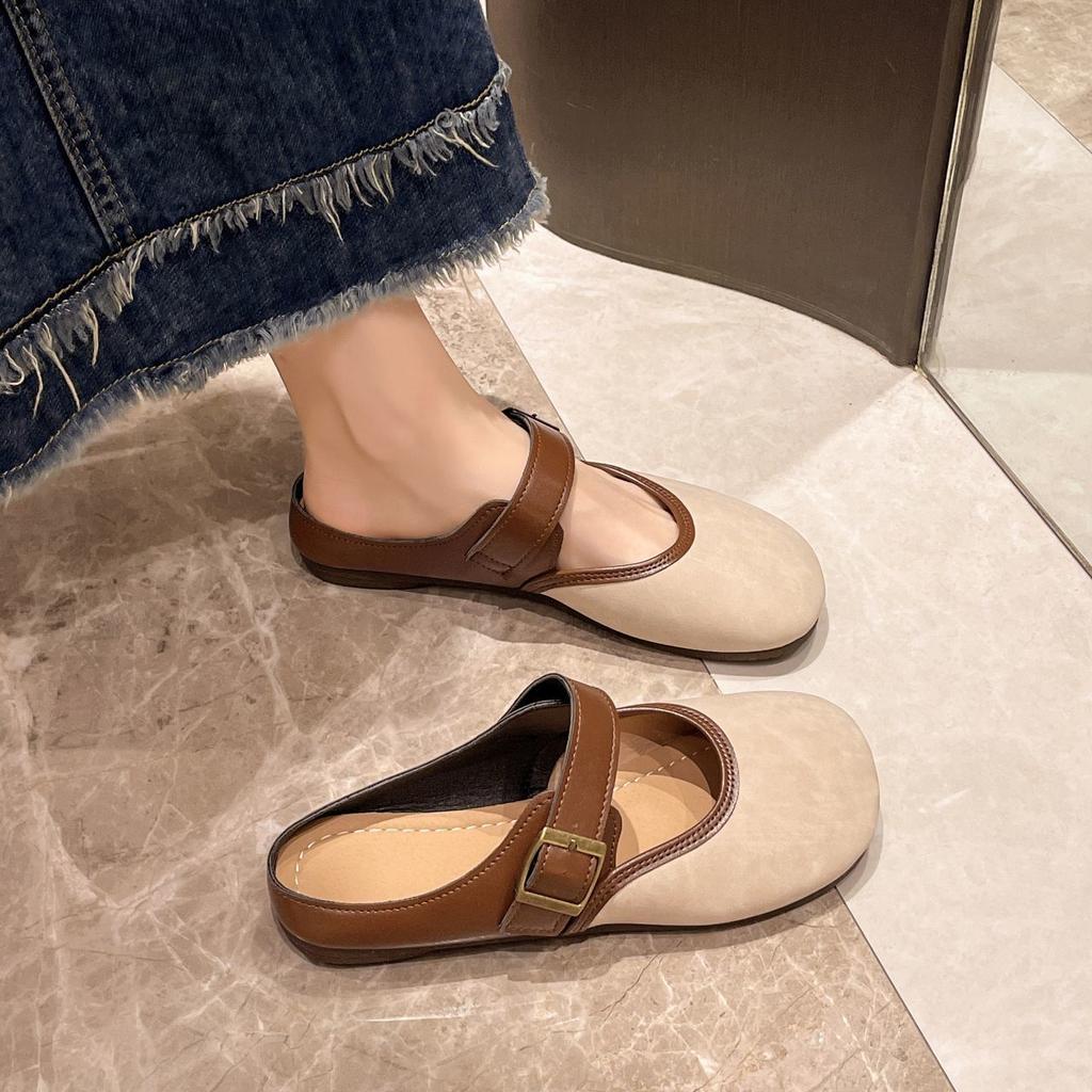 2025 Summer New French Retro Lightweight Simple Style Slippers Bag Head Wear Lazy Shoes Women