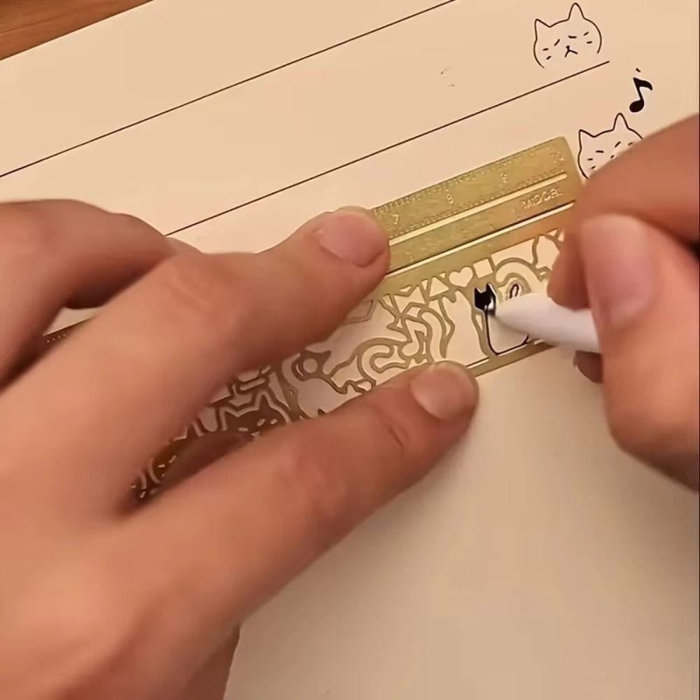1pc Cute Cat Pattern Double-Sided Bookmark Ruler Precise Stationery for Diary Planning Book Note Taking-Creative Stationery Tool