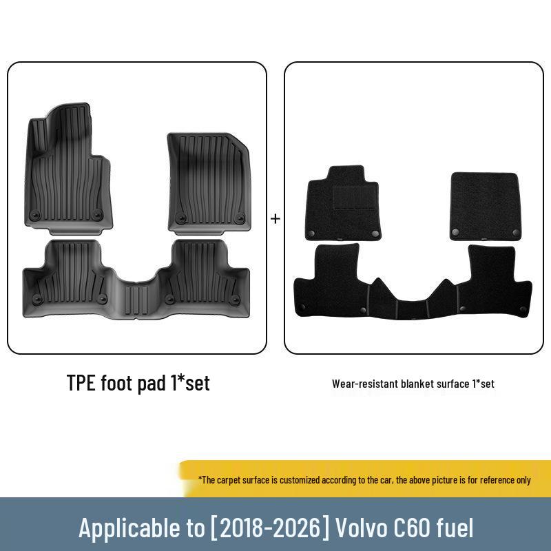 Eco-Friendly TPE Floor Mats for 18-26 Volvo XC60 - Includes Dirt-Resistant Trunk Mat