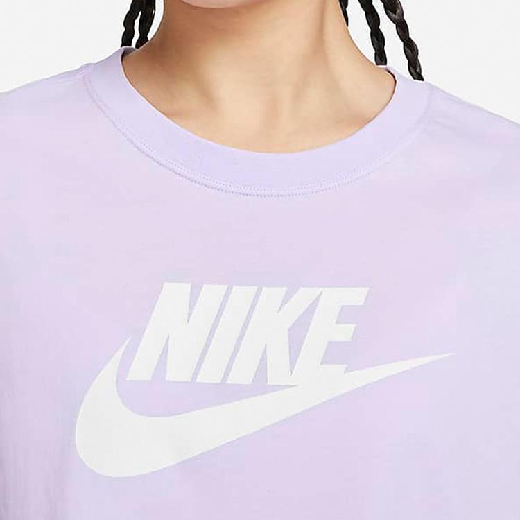 Nike Summer 2024 Alphabet Logo Crew Neck Loose Casual Crop Short Sleeve T-Shirt Women Tops Light-Purple BV6176-511