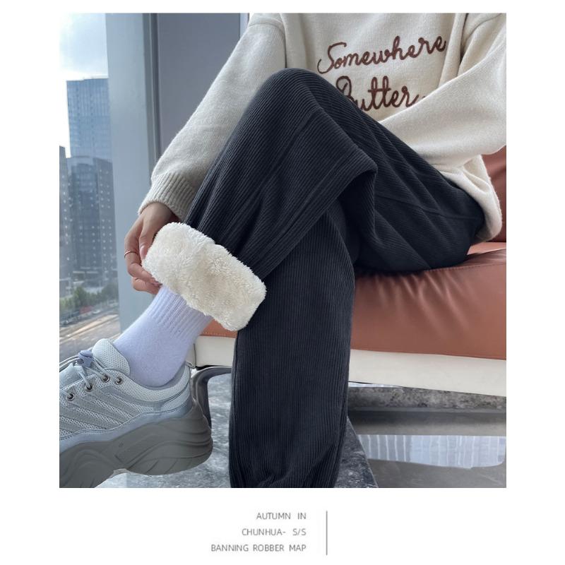 Lamb Wool Fleece Sweatpants Women's Casual Autumn and Winter New Versatile Thermal Pants Thickened Harlan Pants