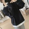 Autumn and Winter Sweatshirts for Women In New Loose Slimming Simple Fake Two-piece Long-sleeved Tops