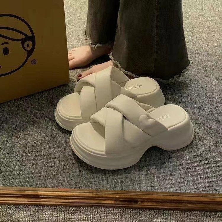 Thick-soled Slippers for Outer Wear New Summer One-word Slippers Non-slip Casual Cool Slippers