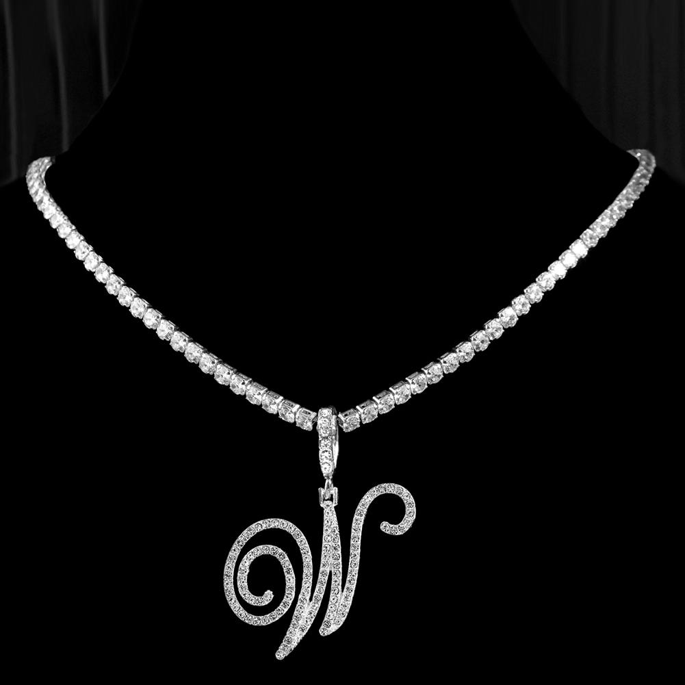 Nouvelle Chaîne Lettres Cursive Zircon Cubique Collier Nom Initial Bijoux Hip Hop Couleur Or Argent Pendentifs Alphabet CZ 26 Colliers