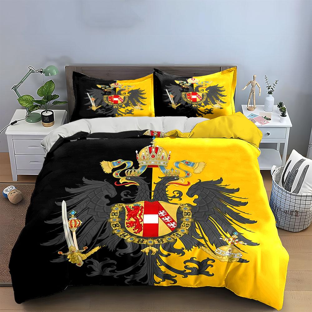 Imperial Eagle Yellow-Black Set Bedding Duvet Cover Set Duvet Cover Pillowcases  (1 * Duvet Cover 2 * Pillowcases, Without Duvet Insert)