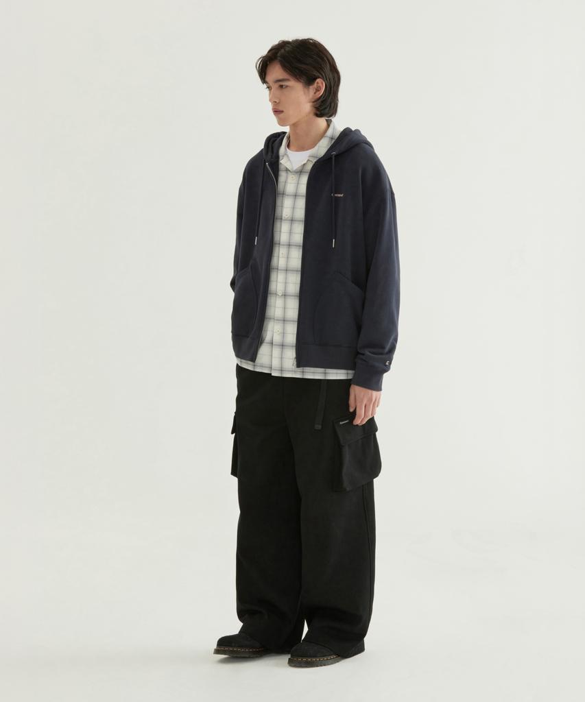 COVERNAT Small Logo Zip-Up Hoodie Heather Grey
