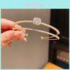 Copper And Plastic Zircon Square Bangle With Elegant Light Luxury Style For Daily Wear
