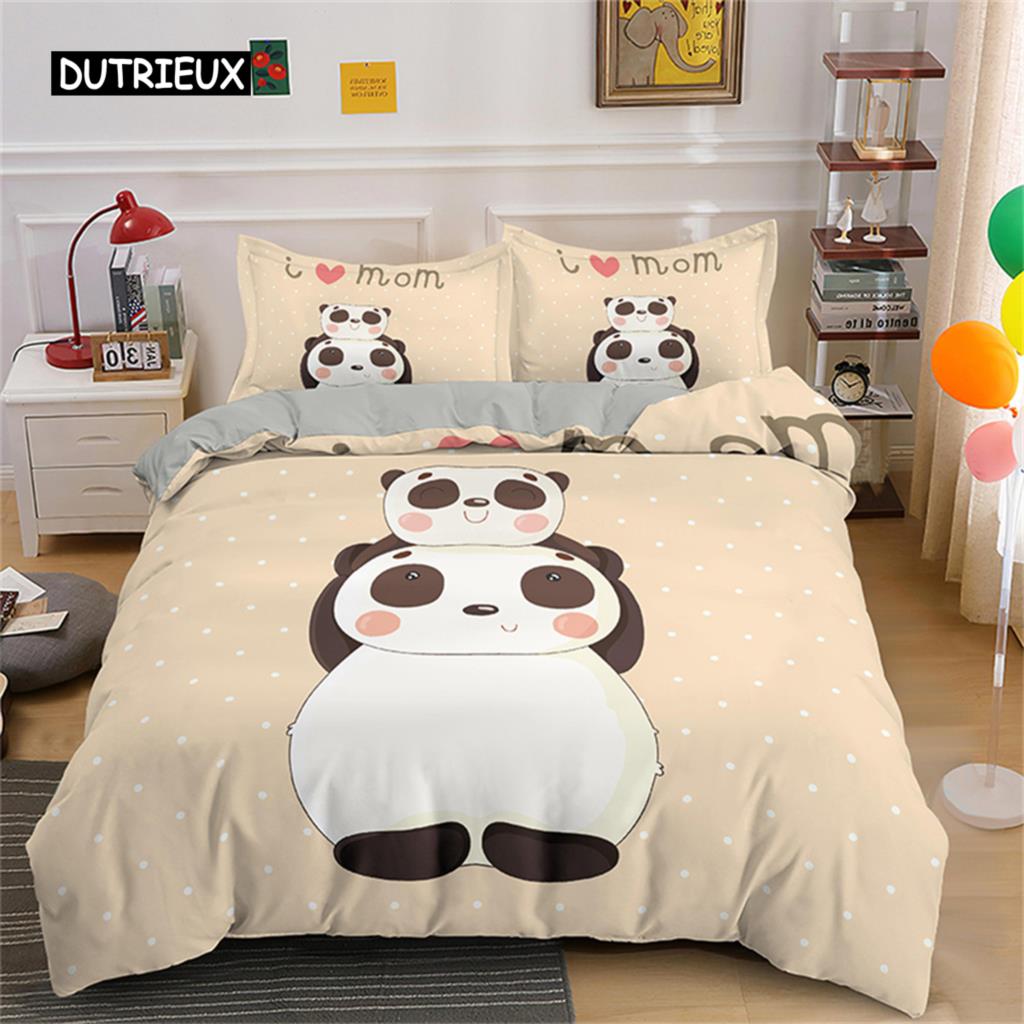 Cartoon Panda Bettwäsche Set Niedliches Schwarz Weiß Panda Bettbezug Tiere Thema Bettdecke Set Heim Schlafzimmer Dekoration Für Kinder Kinder