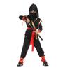 3-12J Kinder Ninja Samurai Cosplay Kostüm mit rotem Schwert und Gabel Vollständiges Set Japanischer Krieger Cosplay Halloween Verkleidungskostüm