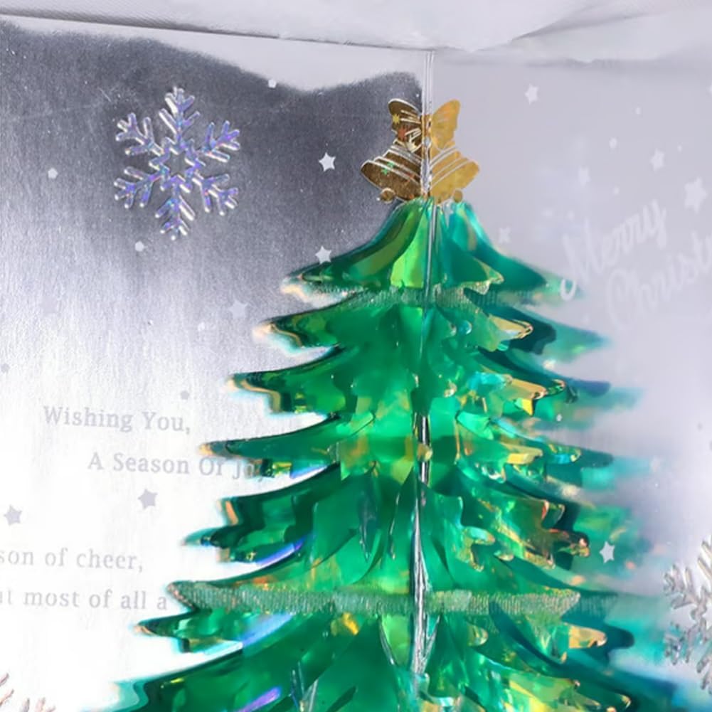 3D Weihnachtskarten Handgemacht Glitzernder Weihnachtsbaum Pop-up Gruß Segenspostkarten mit flach liegendem Display-Widget & Umschläge Dekoration