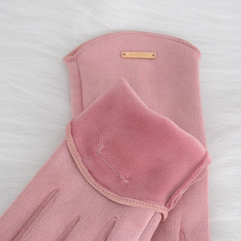 Gants pour écran tactile pour femmes, mitaines à la mode, automne-hiver, chauds et fins, en cachemire, cyclisme en tissu suédé, gants coupe-vent LXY