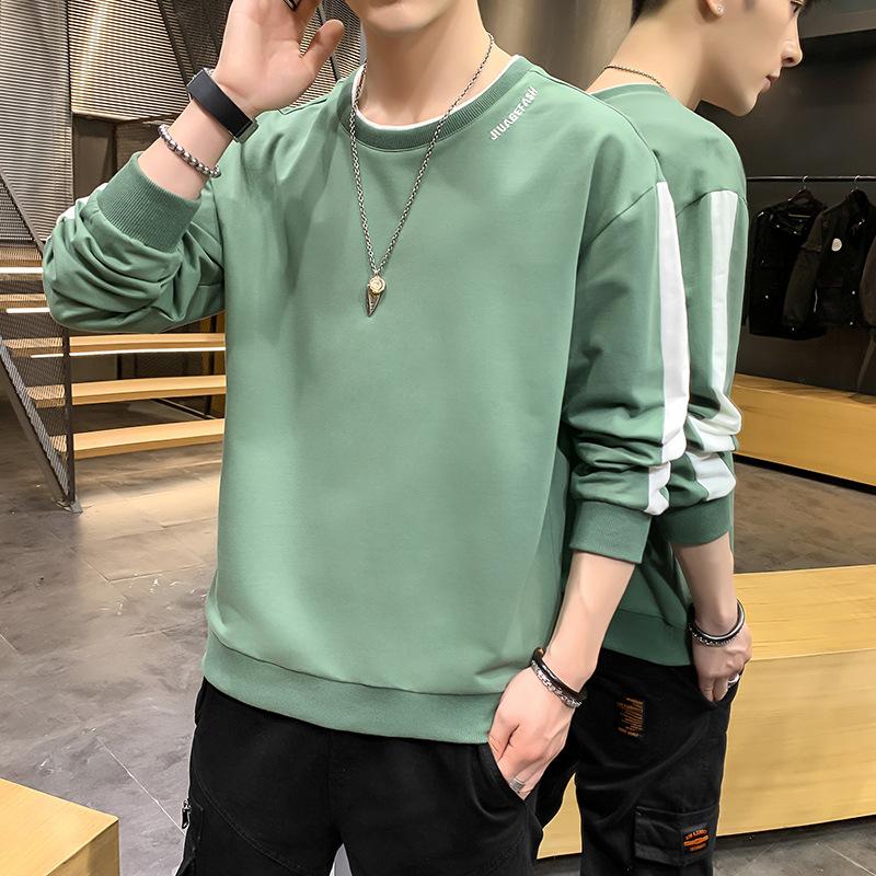 Sports Sweatshirt Men's Autumn New Casual Round Neck Pullover Long-sleeved T-shirt Tops Bottoming Shirt Men's Velvet Tops
