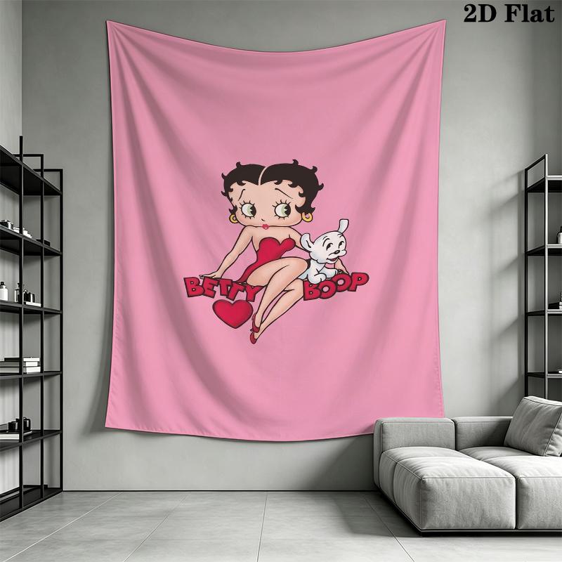 Betty Boop Wall Tapestry Aesthetic Wall Hanging Printed Fabric Blanket Decorative Tapestries for Bedroom Living Room Home Decor