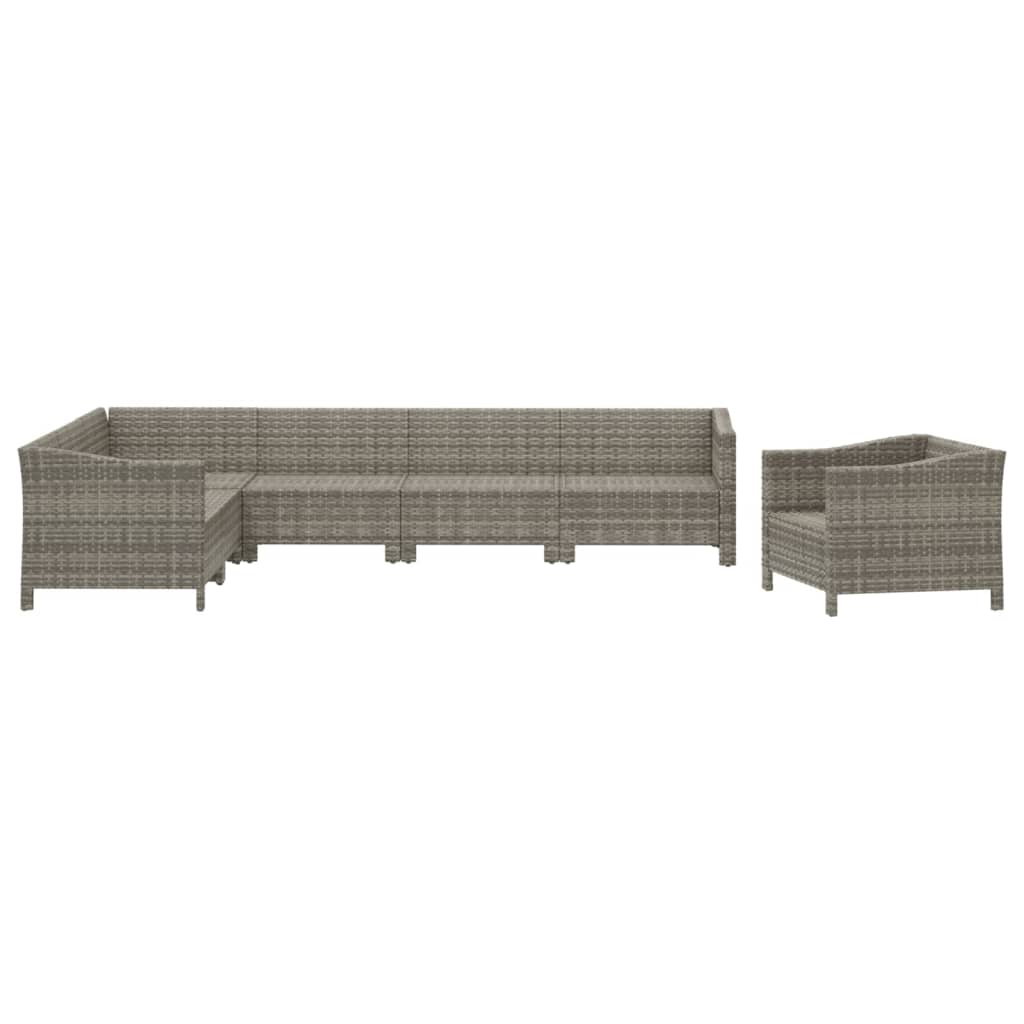 Vidaxl 7-Cz. Set da Giardino, Cuscini, Grigio, Rattan PE