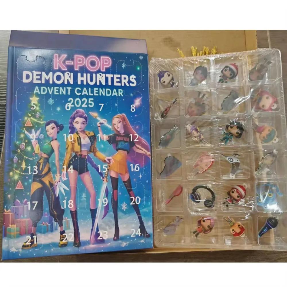 Countdown-Kalender Kpop Dämonenjäger Adventskalender Modellpuppen-Sammlung Schreibtischdekoration Kinder Weihnachtsgeschenke