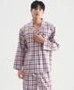 [May Flower] Pink Check Long Sleeve Sateen Pure Cotton Men's Pajamas Set [Shipped from Korea] 100% Authentic