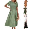 Women's Fashionable Solid Color Round Neck Short Sleeved LooseDress