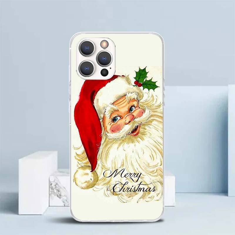 Weihnachten Weihnachtsmann Geschenk Weiche Hülle für iPhone 16 17 Air 15 14 Pro Max 16E Handyhülle 13 Mini 12 11 7 SE 8 Druckmuster Fi