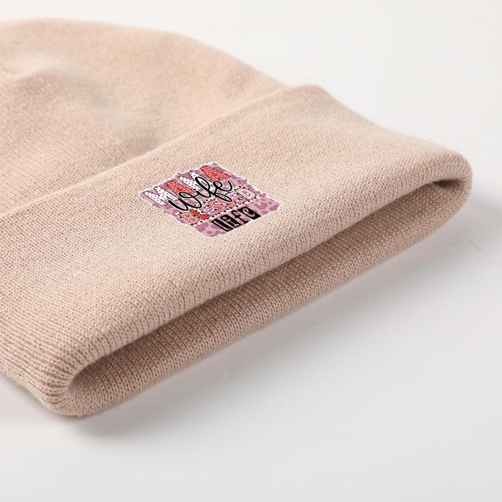 MAMA BLESSED Life" Warm Knit Hat Beanie, Mother Skull Cap Stretchy Warm Stylish Gorro Knit Cap Beanie