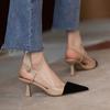 Summer New Bag Head Sandals Color Matching Pointed High Heels One-word Buckle Sandals Stiletto