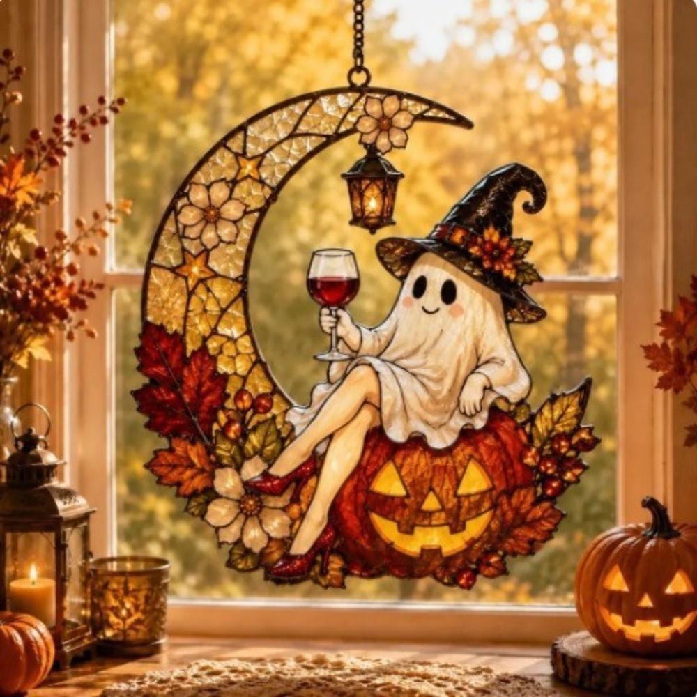Hanging Halloween Suncatcher 2D Flat Window Hanging Ornament New Acrylic Ghost Pendant Fall Decor