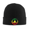Friedenssymbol Mit Rastafari Reggae Gestrickte Mützen Damen Herren Beanie Wintermützen Lässige Melonenkappe