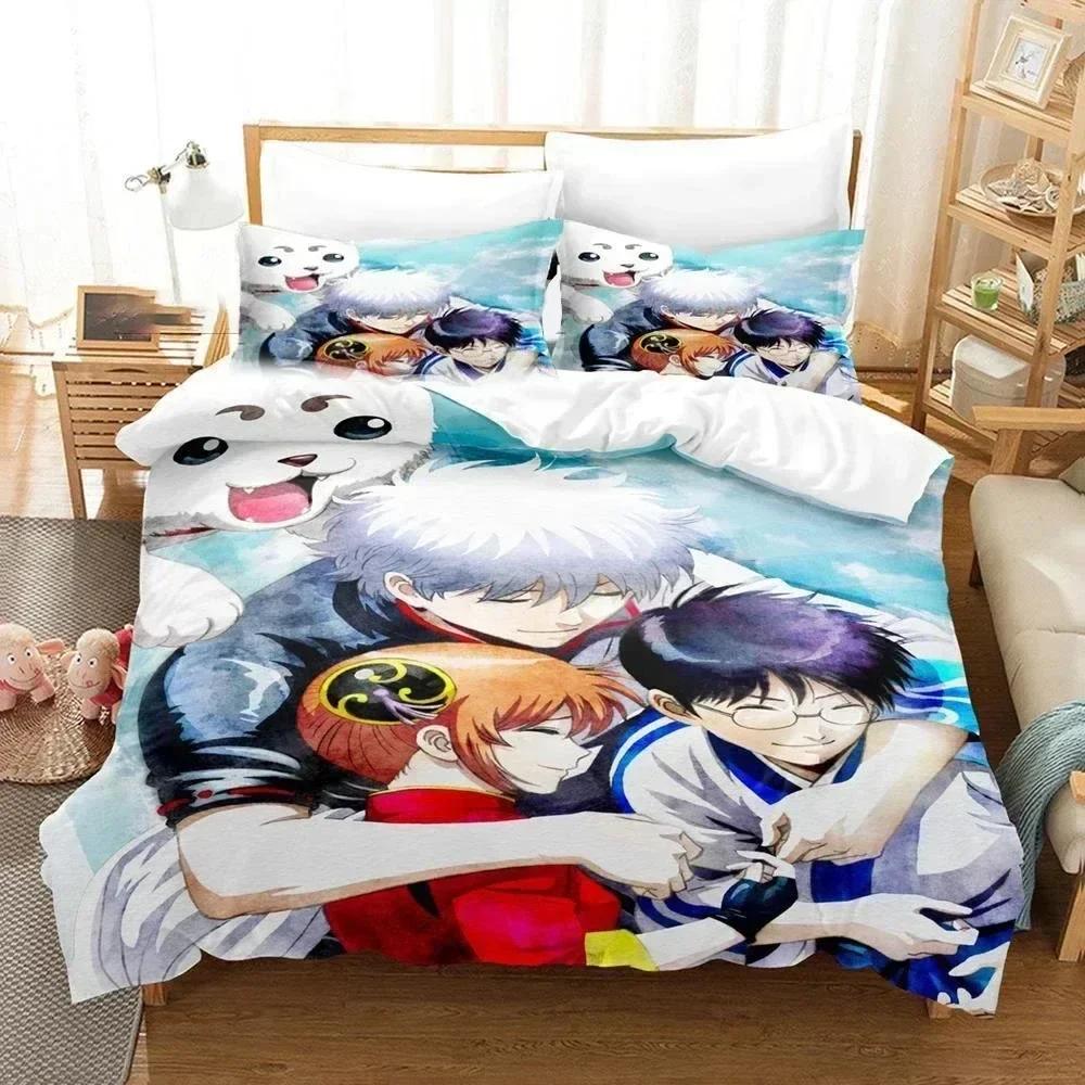 3D Gintama Bedding Set Anime Gintoki Sakata Bedding Set Printed With Pillowcase Duvet Cover Soft Queen King Size Bedclothes Home