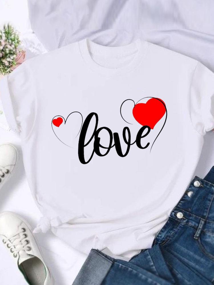 (Asian Size) T Shirt Clothing Sweet Love Cute 90s Style Casual Fashion Print Female Casual Women's Top Graphic Tee Short Sleeve T-shirts