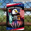 2D Flat Decorative 8×12 Inch Aluminum Plaque Metal Sign | 250 Years of Freedom (1776-2026): Statue of Liberty, Bald Eagle & American Flag Pattern