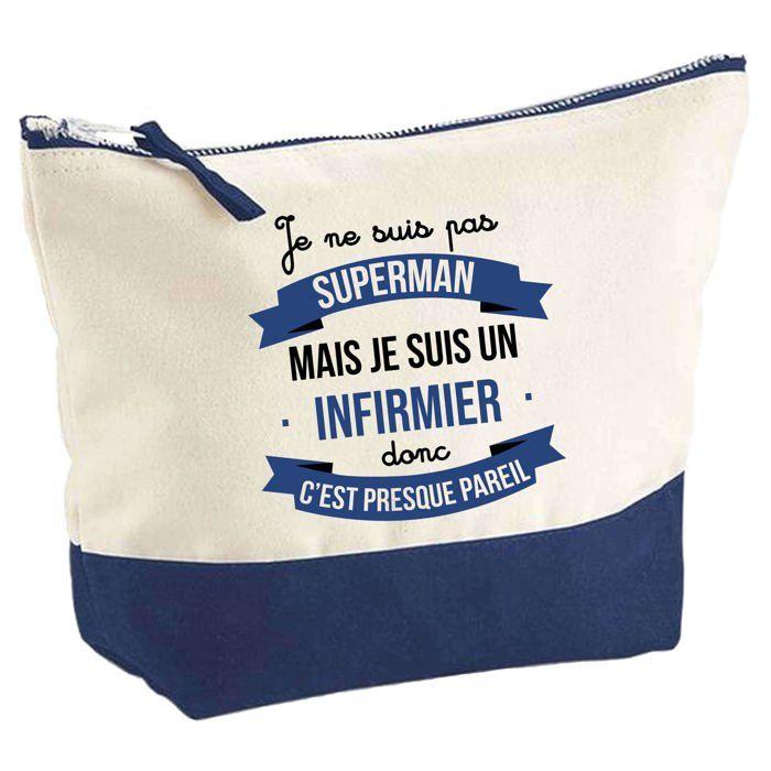 Trousse de maquillage - PLANETEE - Infirmier Superman - Grand format - Coton - Impression HD