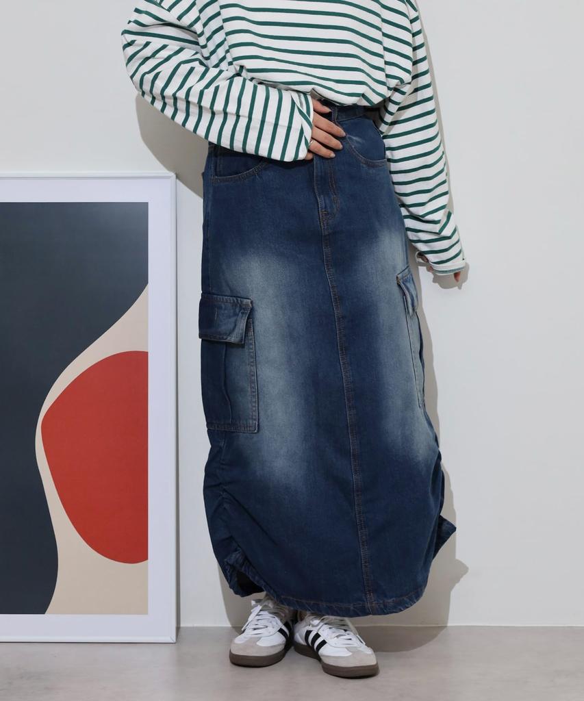 Denim Cargo Skirt [atONE]