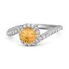 Citrine Asymmetrical Halo White Accents Ring- 925 Sterling Silver