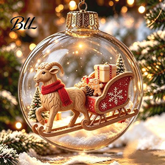 Dekorative Hängekugeln Leuchtendes Weihnachtsgeschichte-Ornament, Licht?Up Mini Urlaubsszene Kugel mit Warmen Gartenparty-Ornamenten LED-Licht, Klar
