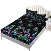 Mattress Mattress Cover Three-Piece Set, Colorful Black Graffiti Mattress Protective Cover Fully Enclosed