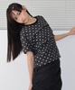 RONRON Pendant Line Frill Basic Fit T Shirt Charcoal Dot