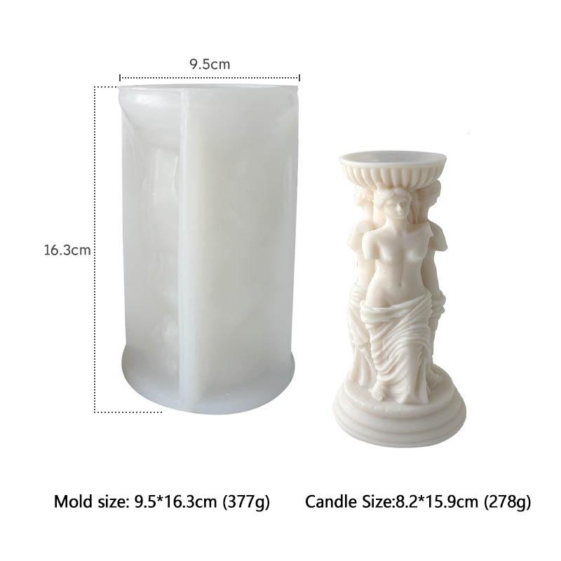 DIY Classic Roman Column Silicone Candle Mold 3D Statue of Venus Body Aromatherapy Soap Gypsum Epoxy Resin Mould for Gifts Decor