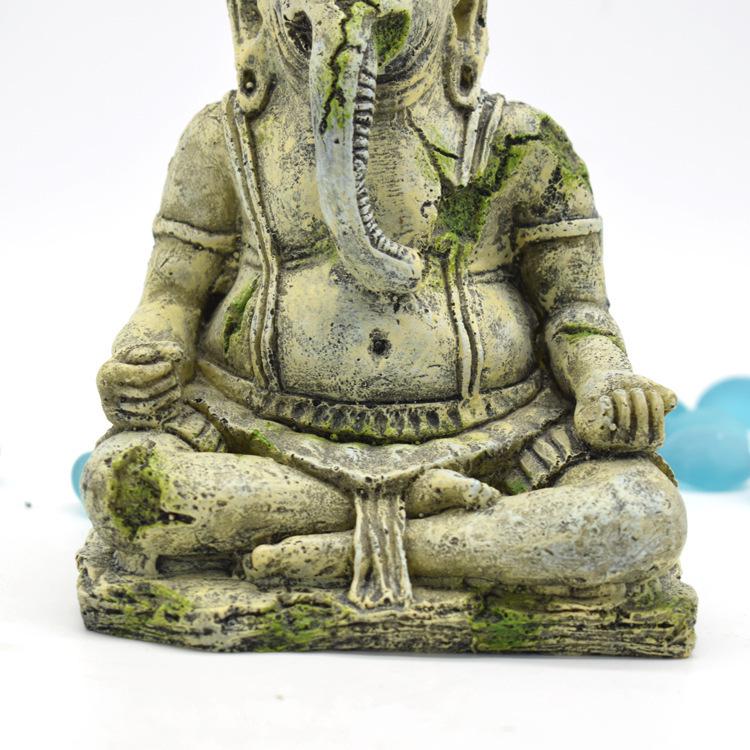 Ornement d'Aquarium Ancien Bouddha: Statue de Ganesha pour Décoration d'Aquarium pour Reptiles
