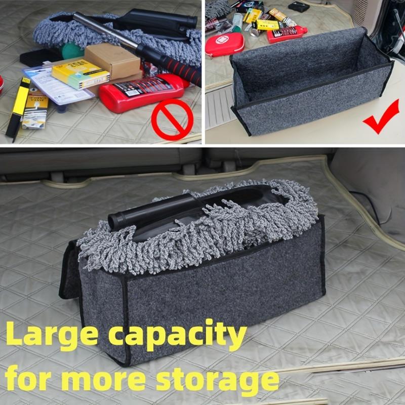 Organiseur de coffre de voiture gris antidérapant, boîte de rangement en feutre souple pour accessoires de voiture