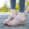 Sommar Damsandaler med platå Premium Ortopediska Sandaler med öppen tå Vintage Halkfria Läder Casual Dammode Plattform Retro Skor Nya