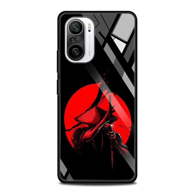 Gehärtetes Glasgehäuse für Xiaomi Redmi Note 10 Pro Max 9 9s 7 8t 8 K40 K30 Pro Plus 9t 9c 8a 9a Telefonhülle Japanische Samurai-Kunst