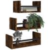 3 Piece Wall Shelf Set with Bars Smoked Oak Wood Based Material