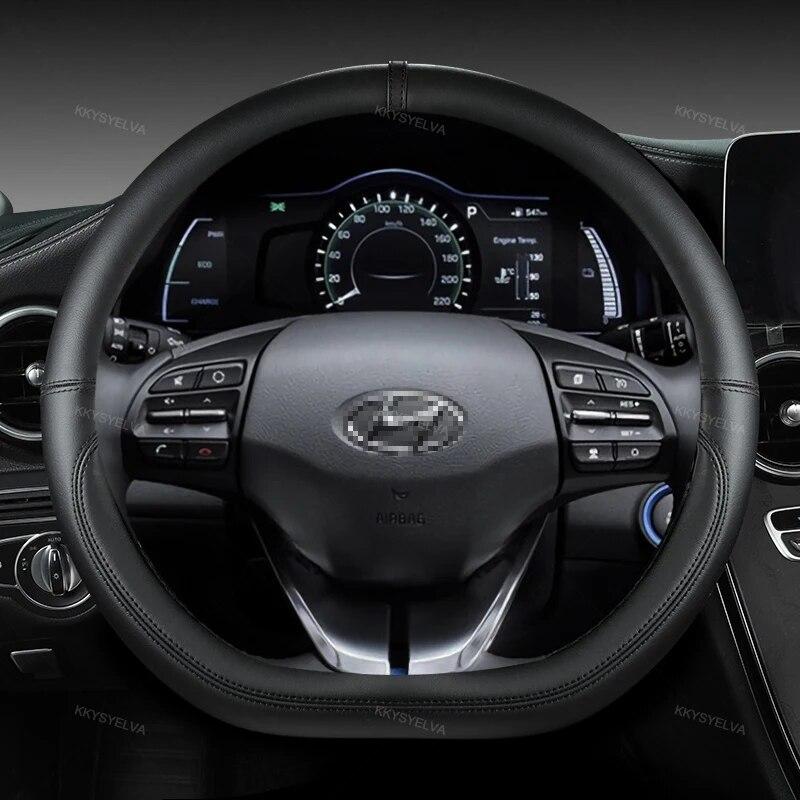 Dla Hyundai ioniq 2016 2017 2018 2022 osłona na kierownicę do samochodu D kształt PU skórzane akcesoria samochodowe wnętrze