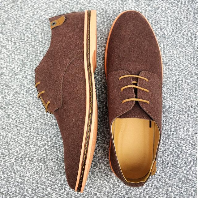 Men 'S Fashion Dress Shoes Retro Suede Leather Men Shoe Classic Oxford Casual Sneakers 48 Large Size Flats Comfortable Male Boots