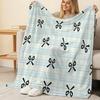 Flannel Blanket: Soft Warm Plush Throw with Bow Knot, High-Density Flannel, Cozy Home & Car Use, Ideal for Christmas, Halloween & Sweet Sleep Decor