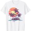 Retro Palm Trees Beach Sunset Tropical Summer T-Shirt for Men Women Girls Kids