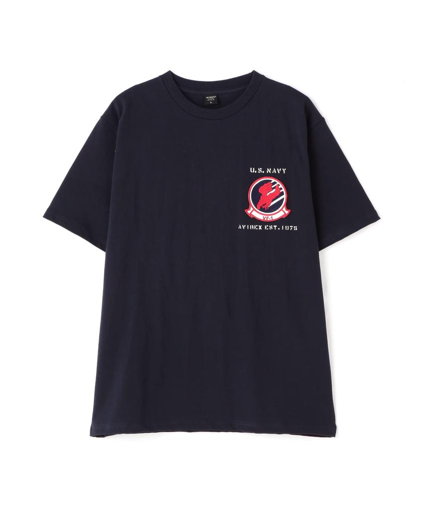 AVIREX TOP GUN SHEETING PATCH T-SHIRT men's 2XL 120 navy 783-3934012