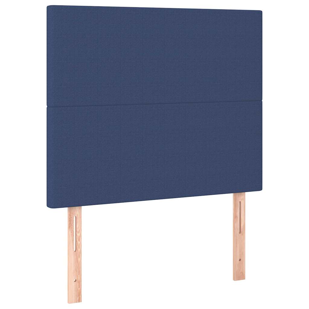 Box Spring Bed with Mattress & LED Blue 100x200 Cm Fabric