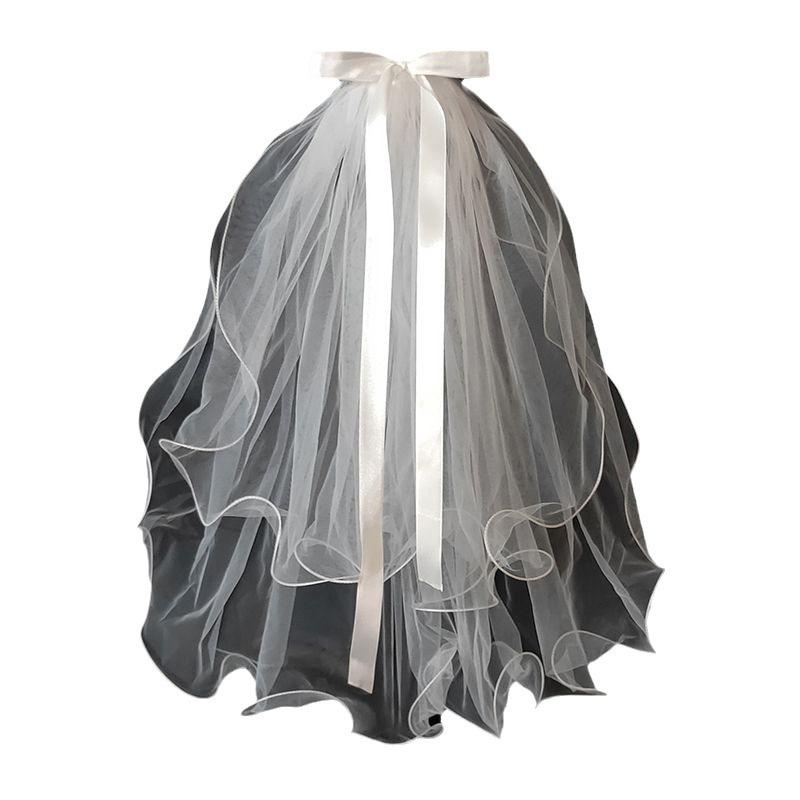 Bridal Woman Luminous Tulle Long Bachelorette Party Wedding  Ribbon Edge With Bowknot For Wedding Party